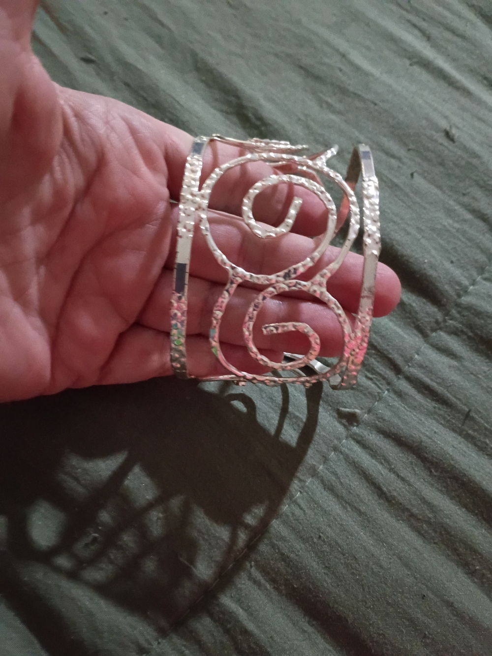 Silver Openwork Swirl Cuff Bracelet - Womens Jewelry
